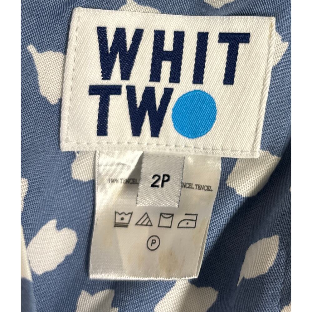 WHIT TWO Blue White Polka Dot Tie Front Wide Leg Jumpsuit Romper Petite 2P - Picture 8 of 10
